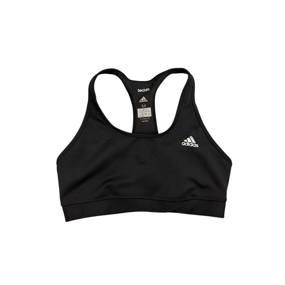 Adidas Techfit Black Athletic Medium Support Unpadded Sports Bra Size Medium